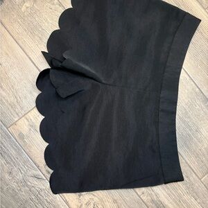 Black Scalloped Hem Shorts